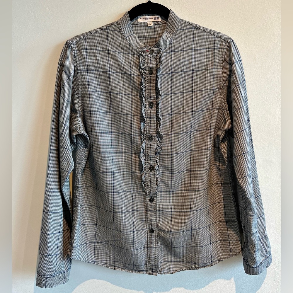 Ruffled Houndstooth Plaid Button-Down - image 2